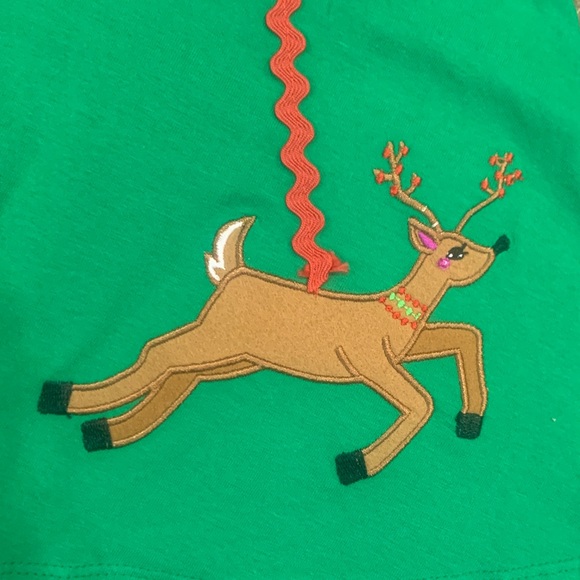 Nordstrom Iris & Ivy Holiday Dress w/ Santa, Reindeer & Sleigh Accents & Bows - Picture 4 of 7